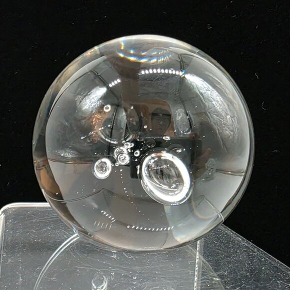 Murano Style Glass Large & Small Bubbles Paperweight Orb Decor 2.75" Clear - Picture 3 of 10